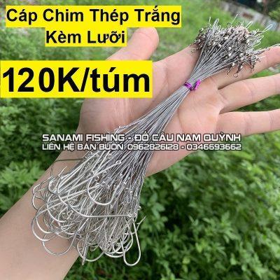 Túm 100 Cáp Chim Thép Trắng Kèm Lưỡi - LC26