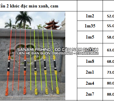 Cần 2 Khúc Đặc Màu Xanh-Cam 1m2 - LA