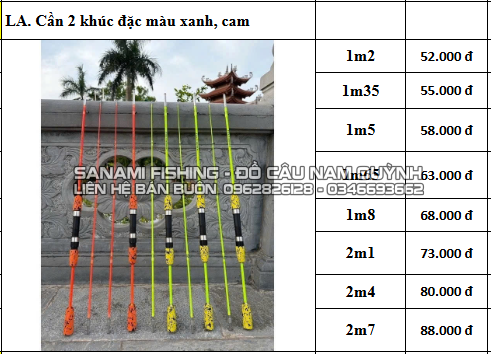 Cần 2 Khúc Đặc Màu Xanh-Cam 1m2 - LA Cần 2 Khúc Đặc Màu Xanh-Cam 1m2 - LA