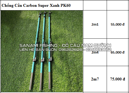 Chống Cần Carbon Super Xanh - PK60 Chống Cần Carbon Super Xanh - PK60