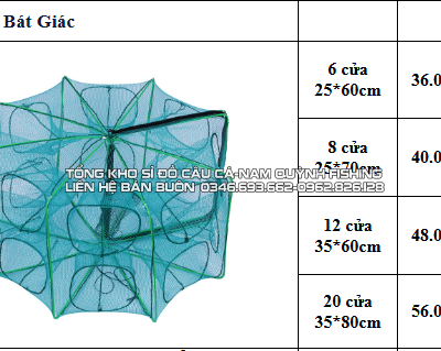 Lồng Bát Giác Chuyên Bắt Tôm, Cua, Lươn 6 cửa-LU10