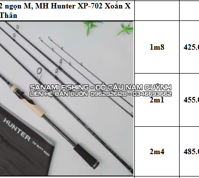 Lure 2 Ngọn M, MH Hunter XP-702 Xoắn X Toàn Thân 1m8 - LA
