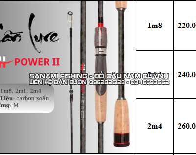 Lure Carbon HI Power TH2 Slidebar Đầu PU Chống Xoắn, Xoắn X Toàn Thân 1m8 - LA