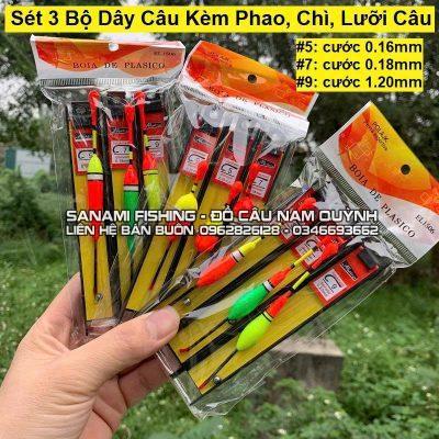 Sét bộ 3 dây câu kèm phao chì lưỡi-PCC12