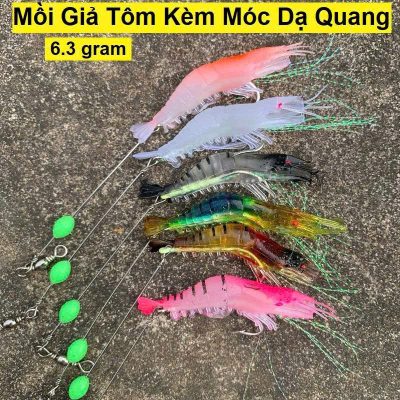 Mồi Câu Cá Giả Tôm Kèm Móc Dạ Quang Mo46