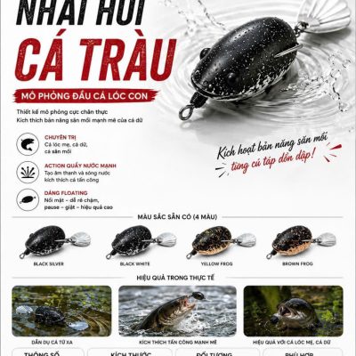 NHÁI HƠI CÁ TRÀU – MÔ PHỎNG ĐẦU CÁ LÓC CON - HP