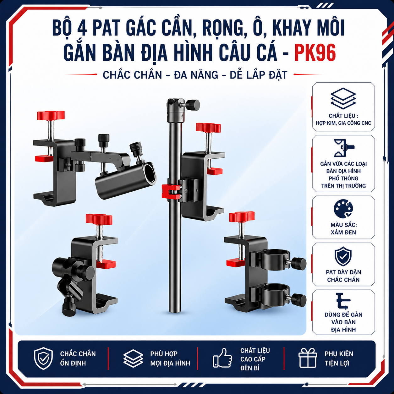 Bộ 4 Pat Chuixian gắn bàn địa hình câu cá PK96 (có hộp) Bộ 4 Pat Chuixian gắn bàn địa hình câu cá PK96 (có hộp)