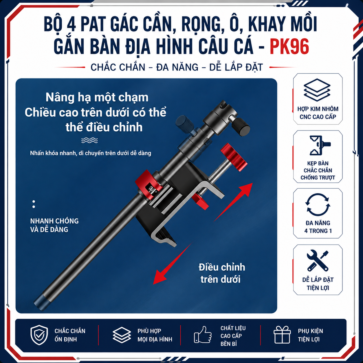 Bộ 4 Pat Chuixian gắn bàn địa hình câu cá PK96 (có hộp) Bộ 4 Pat Chuixian gắn bàn địa hình câu cá PK96 (có hộp)