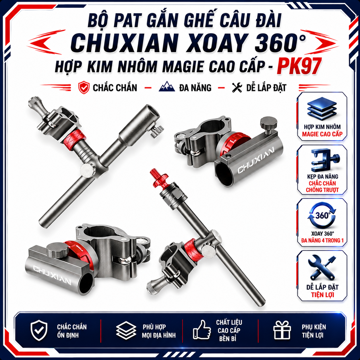 BỘ PAT GẮN GHẾ CÂU ĐÀI CHÍNH HÃNG CHUIXIAN PK97 (KHÔNG HỘP) BỘ PAT GẮN GHẾ CÂU ĐÀI CHÍNH HÃNG CHUIXIAN PK97 (KHÔNG HỘP)