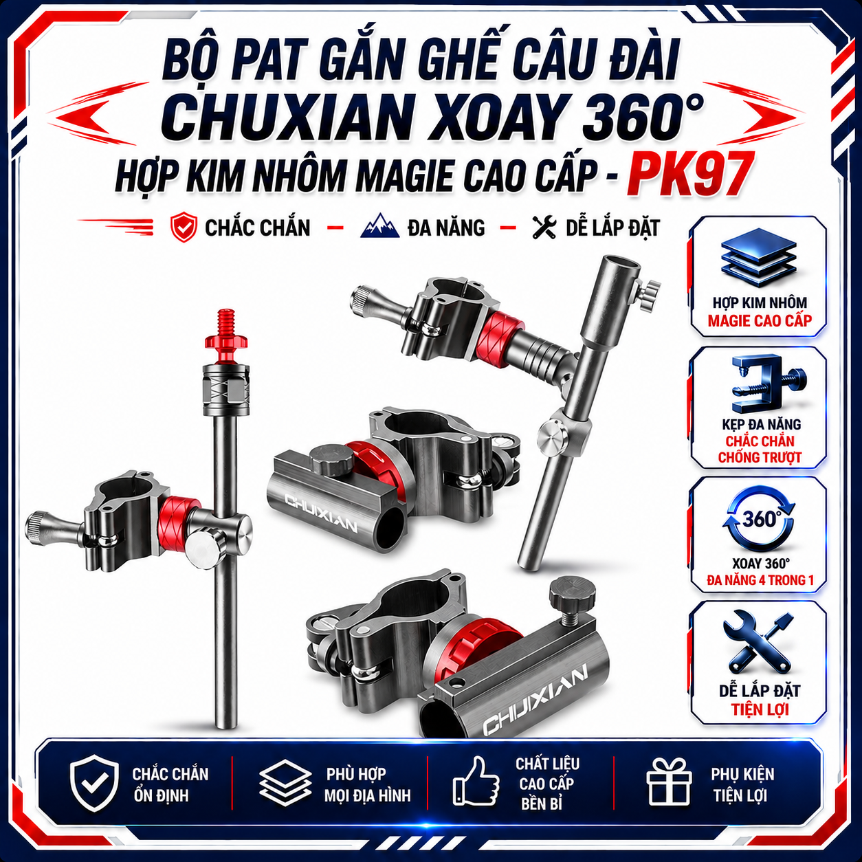 BỘ PAT GẮN GHẾ CÂU ĐÀI CHÍNH HÃNG CHUIXIAN PK97 (KHÔNG HỘP) BỘ PAT GẮN GHẾ CÂU ĐÀI CHÍNH HÃNG CHUIXIAN PK97 (KHÔNG HỘP)