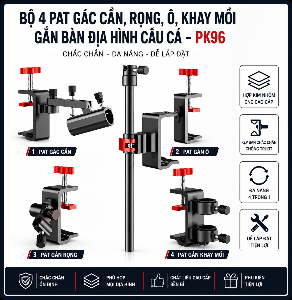 Bộ 4 Pat Chuixian gắn bàn địa hình câu cá PK96 (có hộp) Bộ 4 Pat Chuixian gắn bàn địa hình câu cá PK96 (có hộp)
