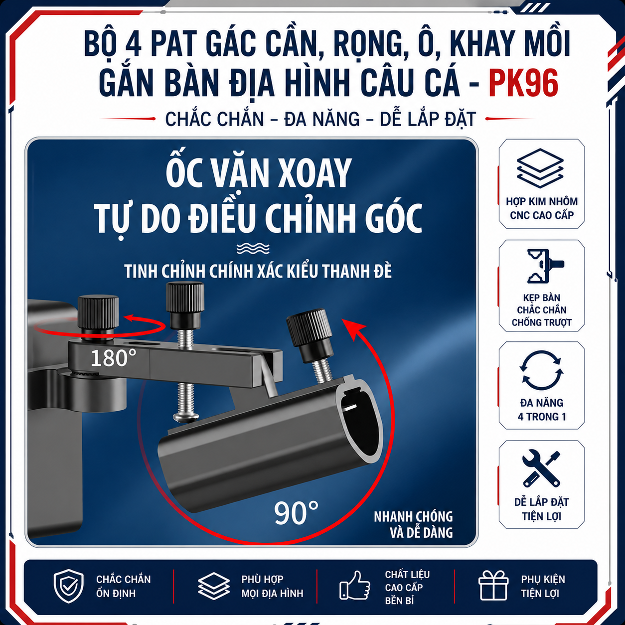 Bộ 4 Pat Chuixian gắn bàn địa hình câu cá PK96 (có hộp) Bộ 4 Pat Chuixian gắn bàn địa hình câu cá PK96 (có hộp)
